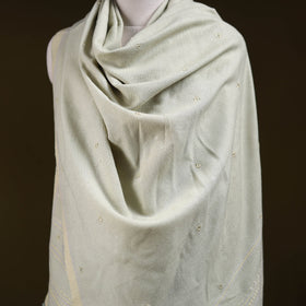 Beige - kutch bhujodi handwoven mirror work acrylic wool