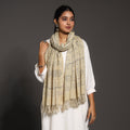Buy Beige Kutch Handwoven Block Print Wool Ajrakh Stole
