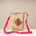 Beige - kutch katri embroidery silk sling bag - handcrafted