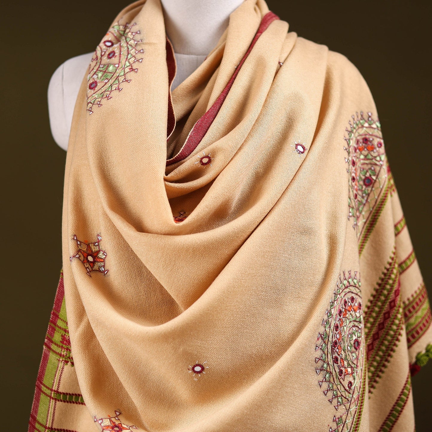 Kutch mirror work handwoven neran hand embroidery acrylic