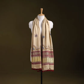 Beige - kutch neran hand embroidery mirror work woollen