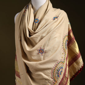 Beige - kutch neran hand embroidery mirror work woollen