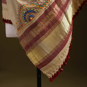 Beige - kutch neran hand embroidery mirror work woollen