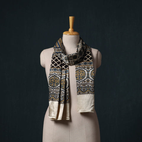 Kutch printed mashru silk stole 02 - handcrafted