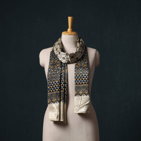Kutch printed mashru silk stole 06 - handcrafted