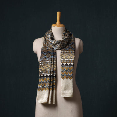 Kutch printed mashru silk stole 13 - handcrafted