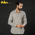 Buy Beige Ajrakh Print Cotton Men Full Sleeve Shirt iTokri Casuals