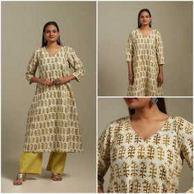 A-line embroidered cotton hand batik kurta for women 11