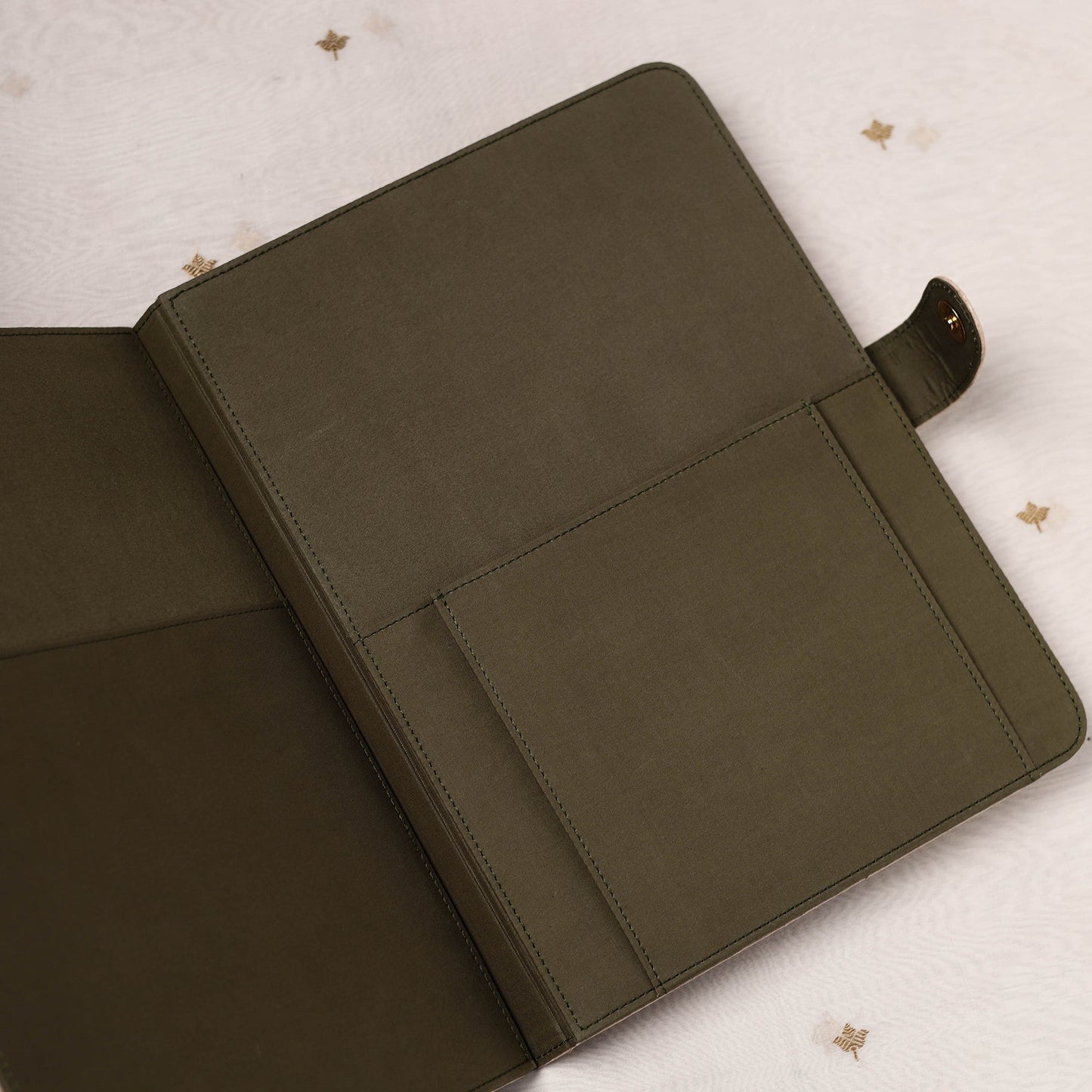 Beige Lucknow Chikankari Embroidery Tussar Silk File Folder