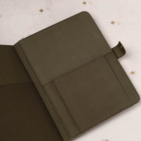 Beige Lucknow Chikankari Embroidery Tussar Silk File Folder