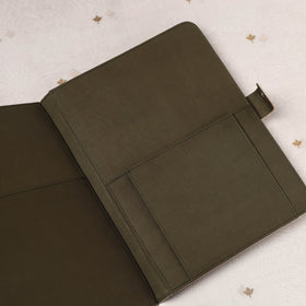 Beige Lucknow Chikankari Embroidery Tussar Silk File Folder