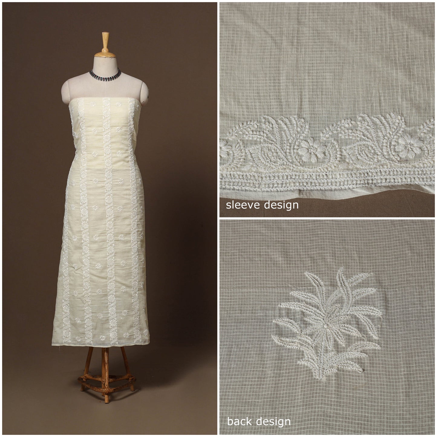 Lucknowi chikankari hand embroidered kota doria cotton 2pc