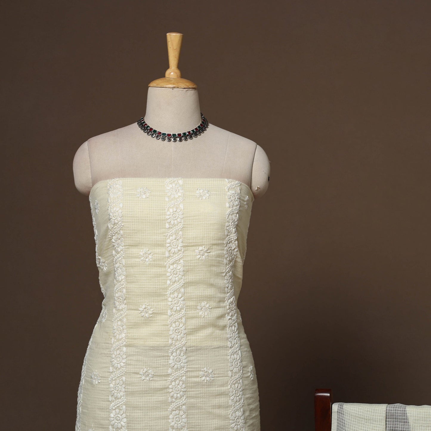 Lucknowi chikankari hand embroidered kota doria cotton 2pc