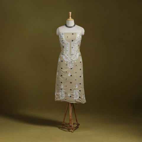 Black - lucknowi chikankari work jacquard unstitched kurta