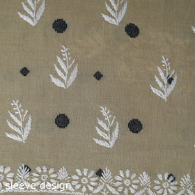 Black - lucknowi chikankari work jacquard unstitched kurta