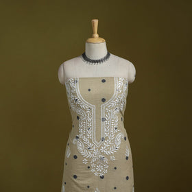 Black - lucknowi chikankari work jacquard unstitched kurta