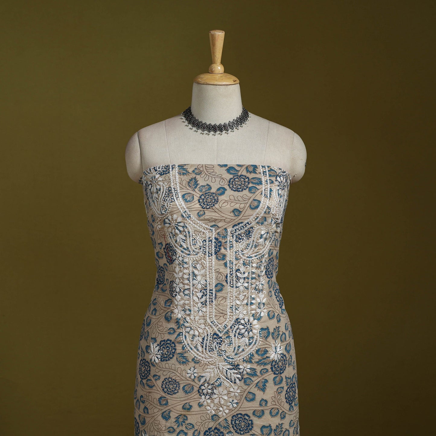 Lucknowi chikankari work kalamkari unstitched kurta