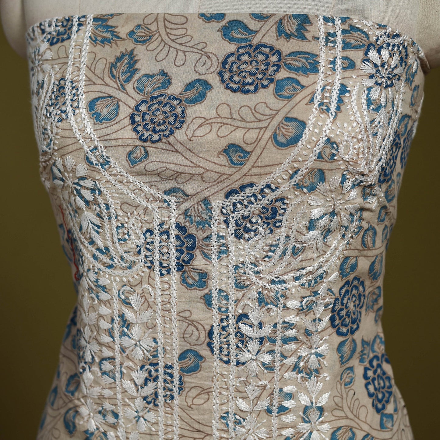 Lucknowi chikankari work kalamkari unstitched kurta