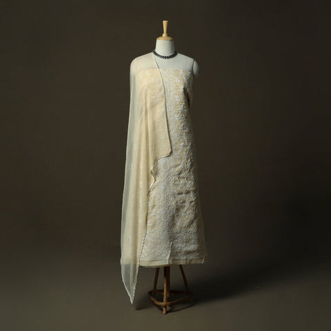 Beige - lucknowi hand embroidered cotton chikankari 3pc