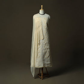 Beige - lucknowi hand embroidered cotton chikankari 3pc