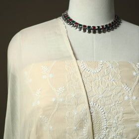 Beige - lucknowi hand embroidered cotton chikankari 3pc
