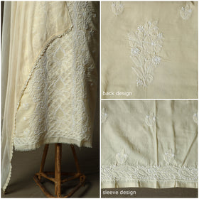 Beige - lucknowi hand embroidered cotton chikankari 3pc
