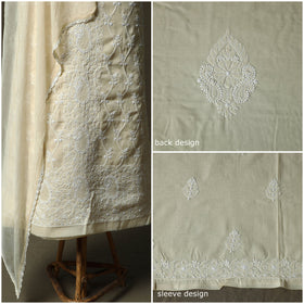 Beige - lucknowi hand embroidered cotton chikankari 3pc