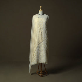 Beige - lucknowi hand embroidered cotton chikankari 3pc