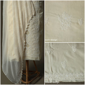 Beige - lucknowi hand embroidered cotton chikankari 3pc