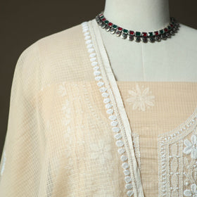 Lucknowi hand embroidered kota doria cotton chikankari 2pc