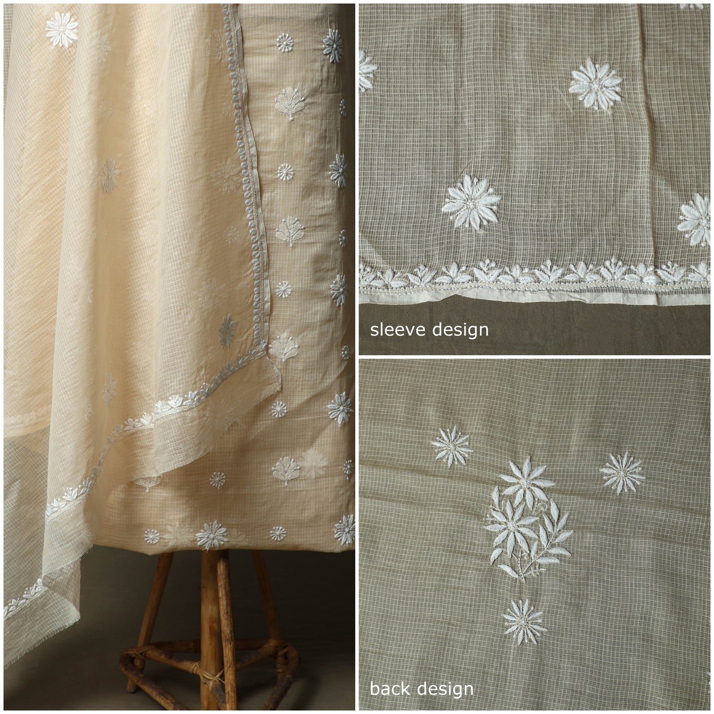 Lucknowi hand embroidered kota doria cotton chikankari 2pc
