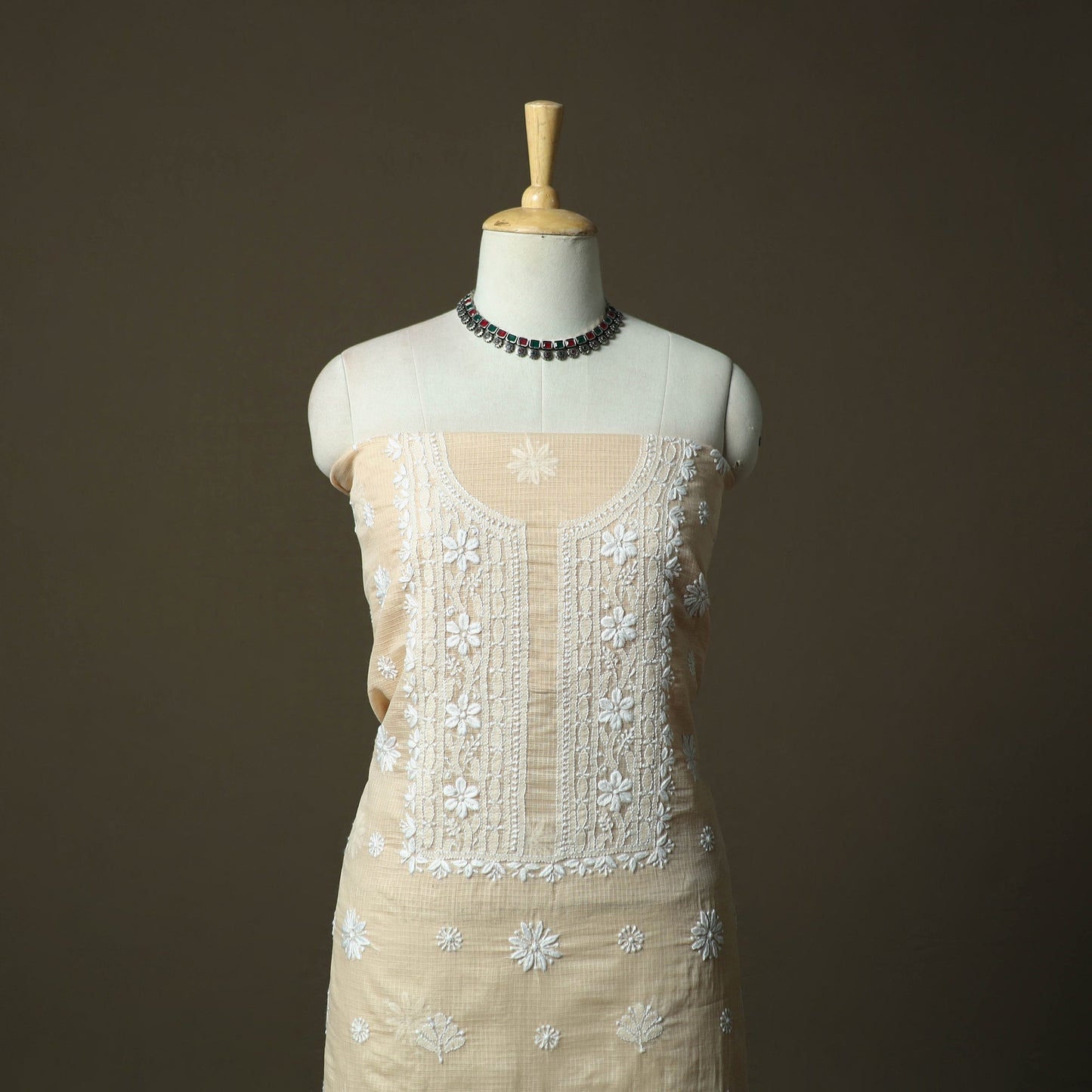 Lucknowi hand embroidered kota doria cotton chikankari 2pc