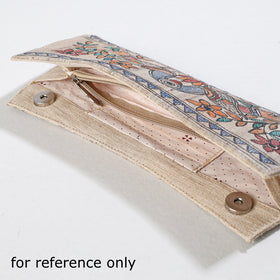 Beige Madhubani Handpainted Tussar Silk Clutch