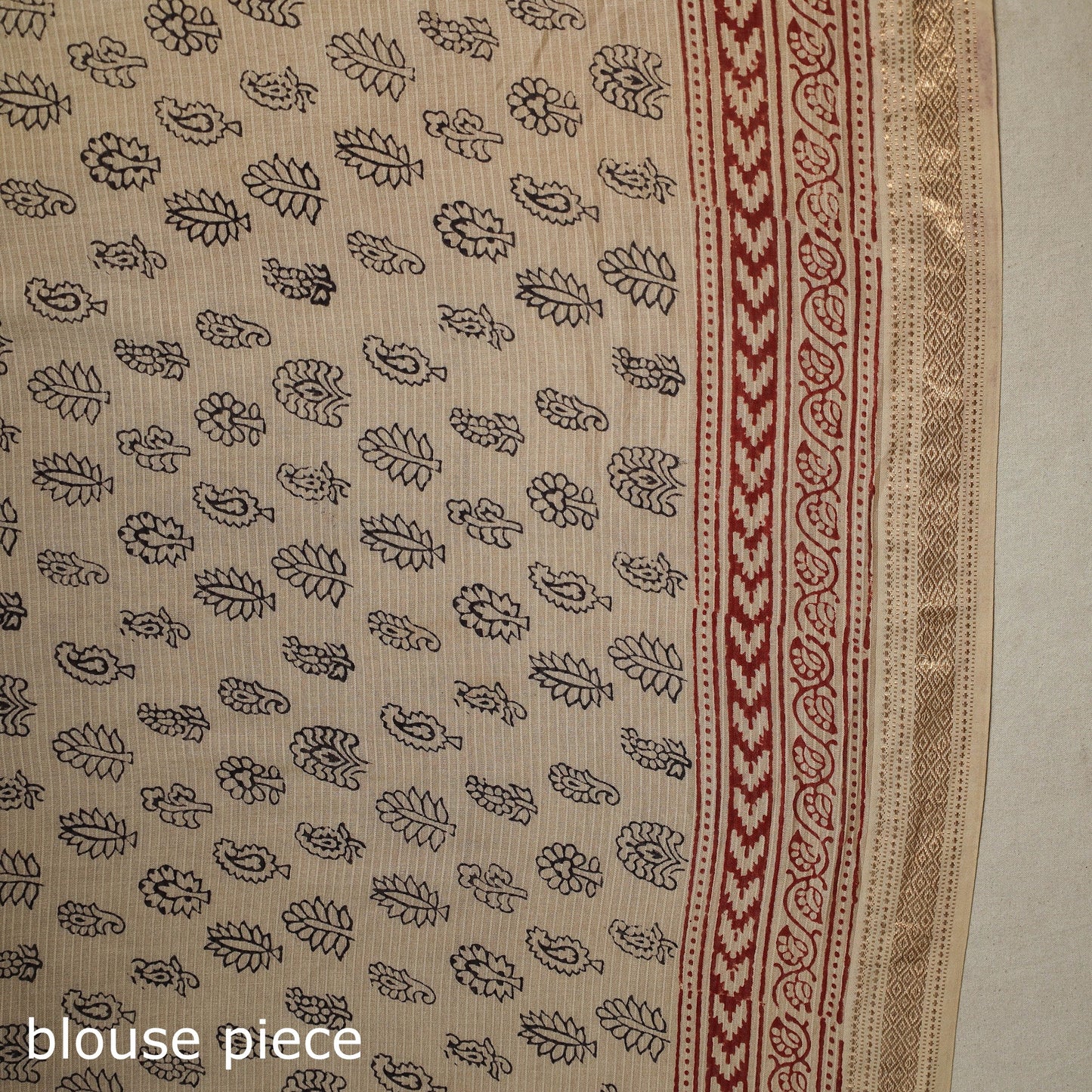 Beige - handloom maheshwari silk bagh saree 01 - handcrafted