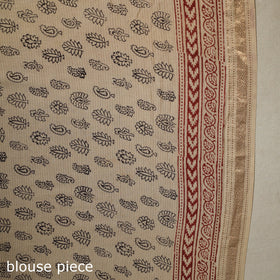 Beige - handloom maheshwari silk bagh saree 01 - handcrafted