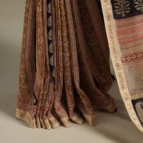 Beige - handloom maheshwari silk bagh saree 01 - handcrafted