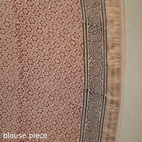 Beige - handloom maheshwari silk bagh saree 03 - handcrafted