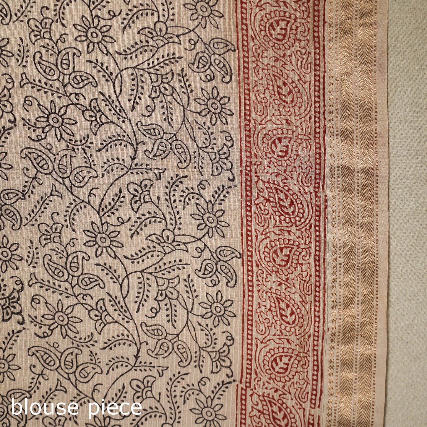 Beige - handloom maheshwari silk bagh saree 06 - handcrafted