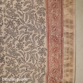 Beige - handloom maheshwari silk bagh saree 06 - handcrafted