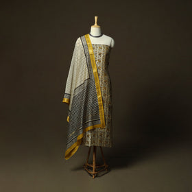 Maheshwari silk hand block bagru print 3pc unstitched dress