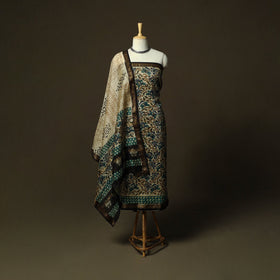 Maheshwari silk hand block bagru print 3pc unstitched dress