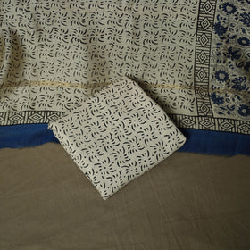 Maheshwari silk hand block bagru print 3pc unstitched dress