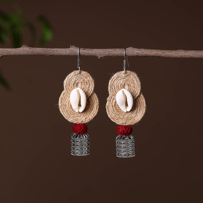 Beige - mahi german silver jute jhumki earrings