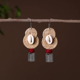 Beige - mahi german silver jute jhumki earrings