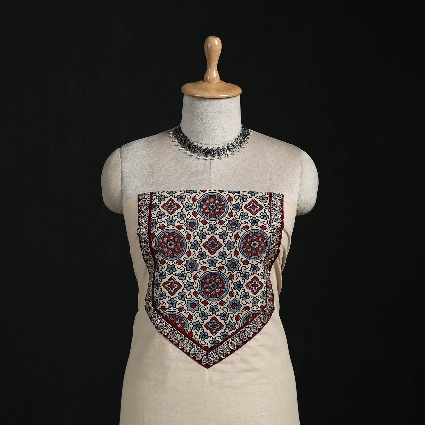 Mangalagiri handloom cotton patchwork unstitched kurta