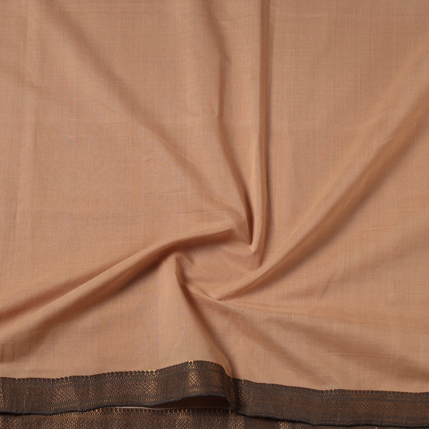 Beige Mangalagiri Handloom Cotton Zari Border Fabric 