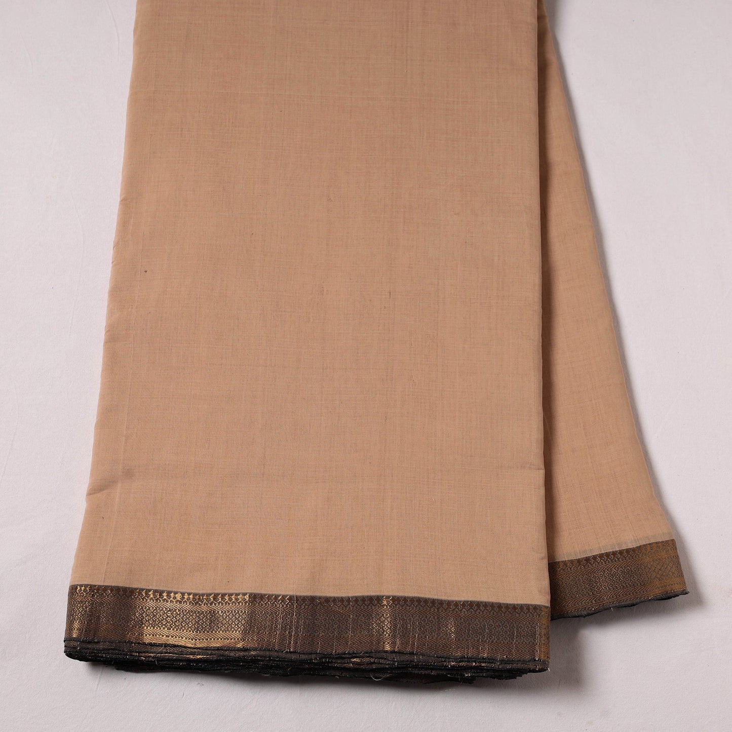 Beige Mangalagiri Handloom Cotton Zari Border Fabric 