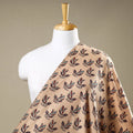 Beige Mangalgiri Block Printed Handwoven Cotton Fabric 