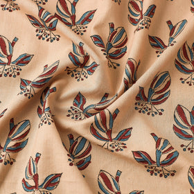 Beige Mangalgiri Block Printed Handwoven Cotton Fabric 