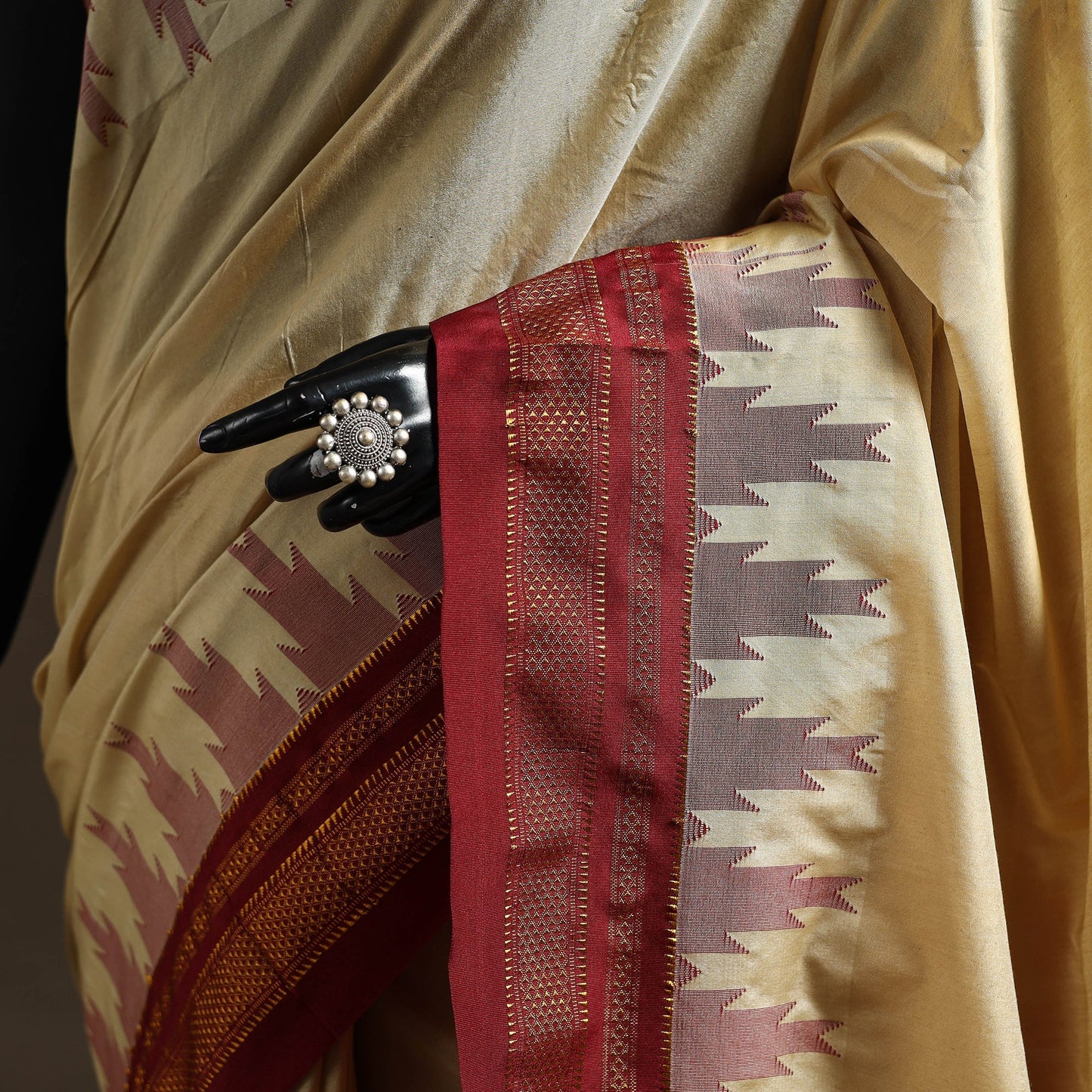 Mercerized cotton gadwal ilkal saree with temple zari